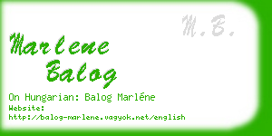 marlene balog business card